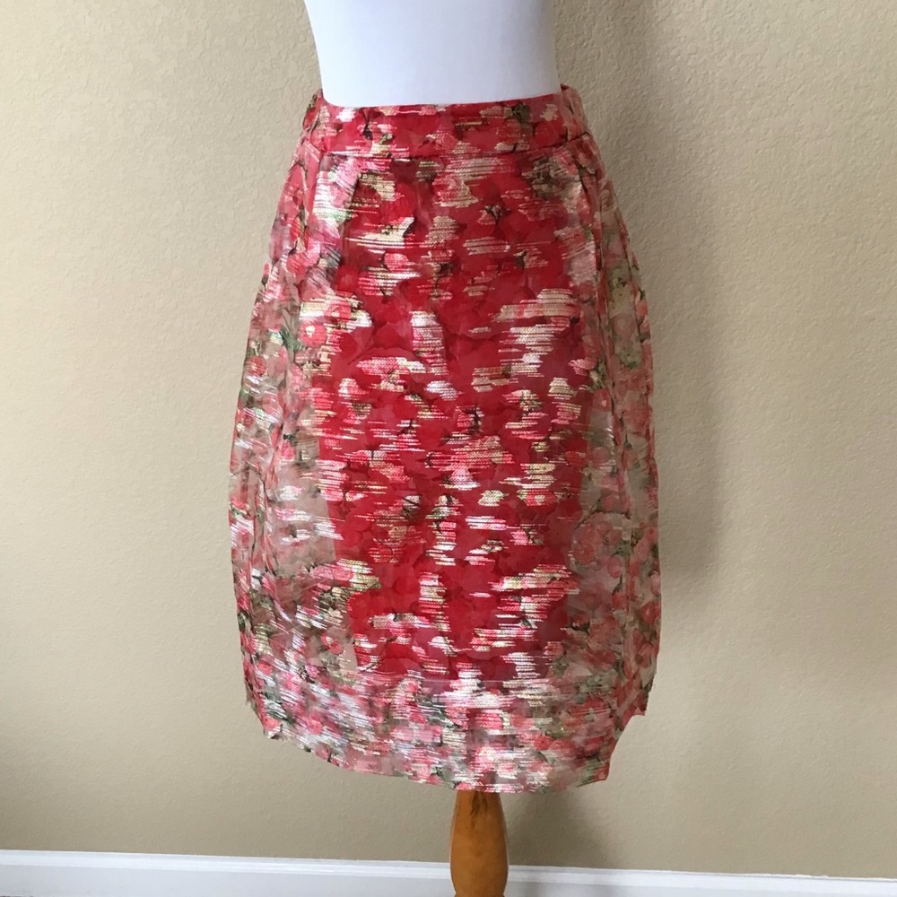 Anthropologie Catharina Red Organza Skirt by Wolven, Size 4